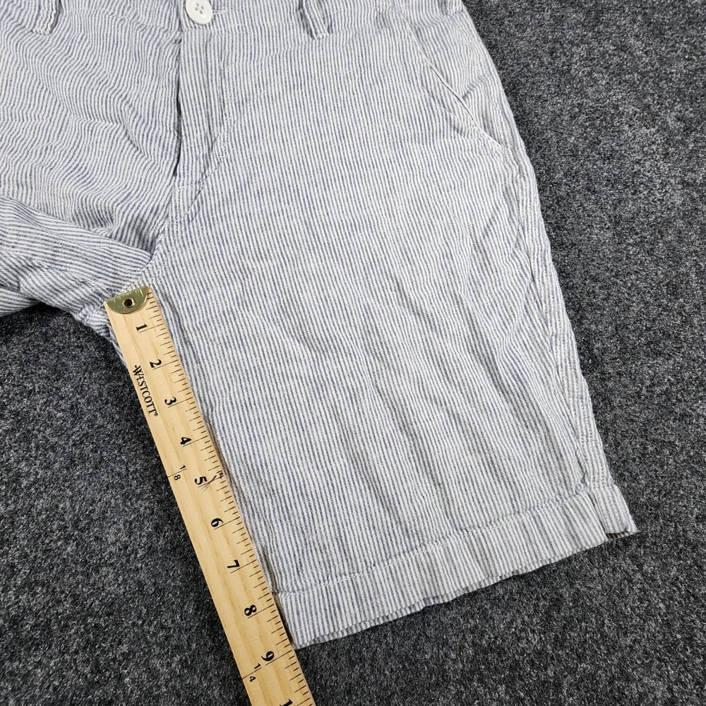 Express Linen Cotton Seersucker Shorts Mens 32 Blue White Striped Casual 90069 - Picture 7 of 8